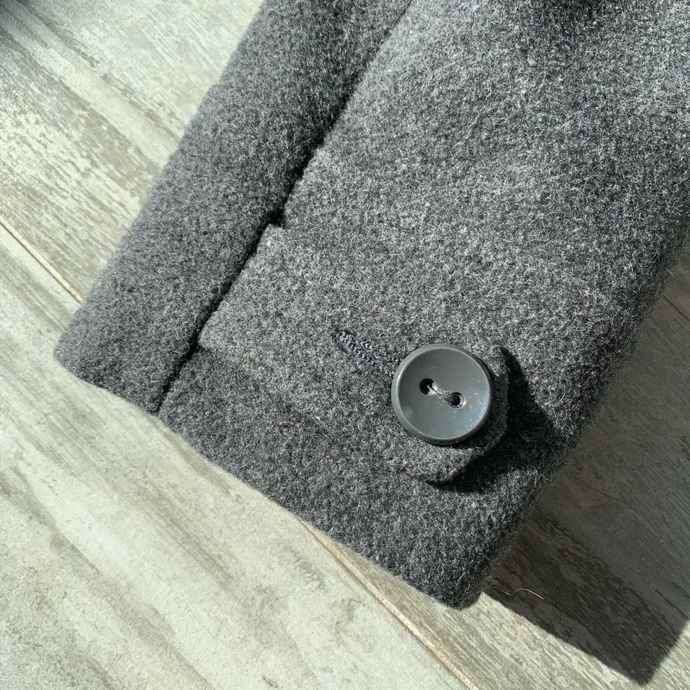 Kenneth Cole Wool Classy Button Down Dress Pea Coat Single Breasted Gray 12 - Picture 13 of 16